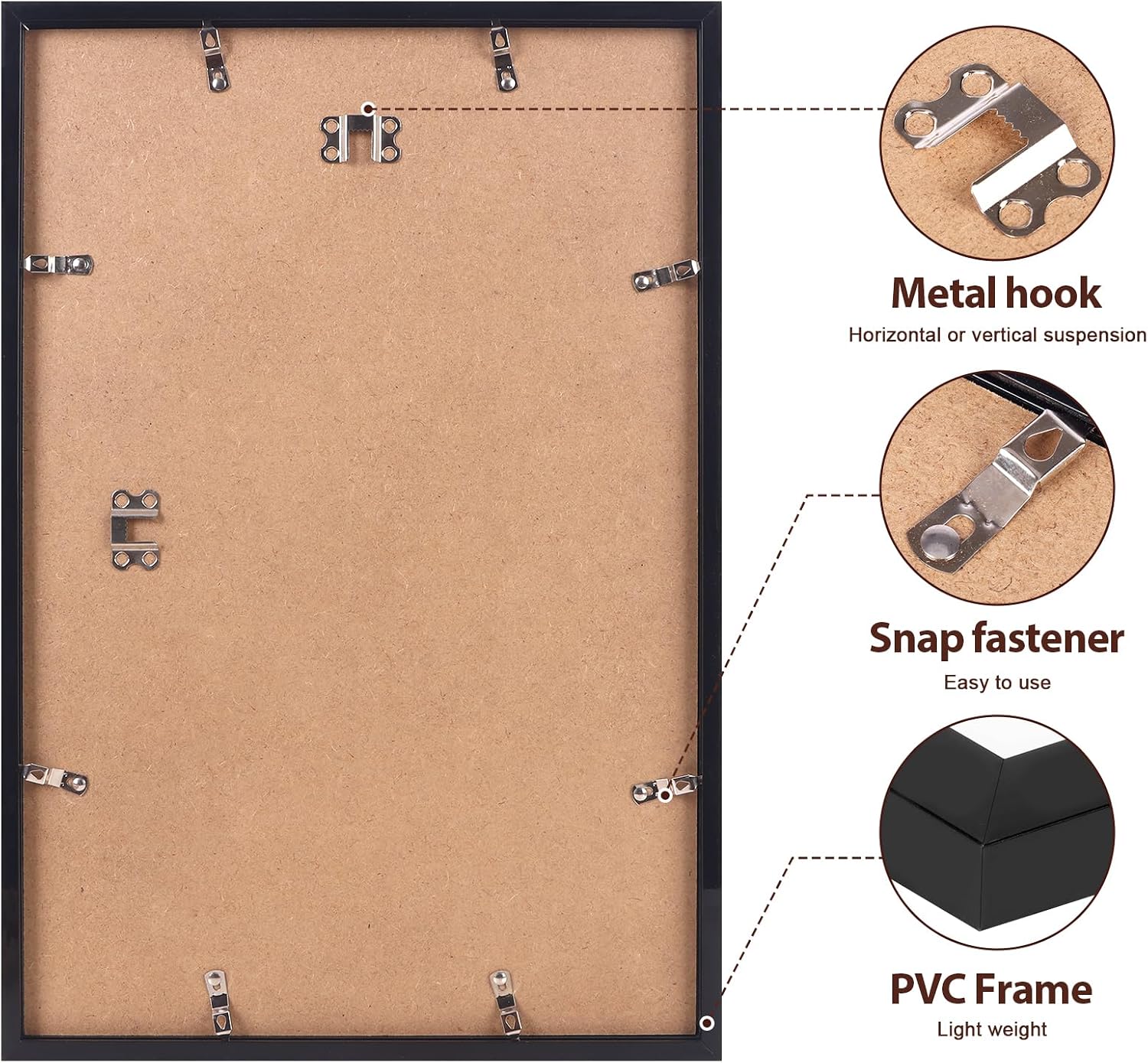 Fixwal 12x18 Picture Frame Set of 2, Black Poster Frames for Wall Display with Mat for 11x17 Pictures