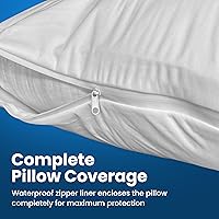Vista 7 de Everlasting Comfort, protector de almohada de 2 unidades impermeable, comodidad al 100 %, hipoalergénico, con membrana respirable., Blanco, Estándar