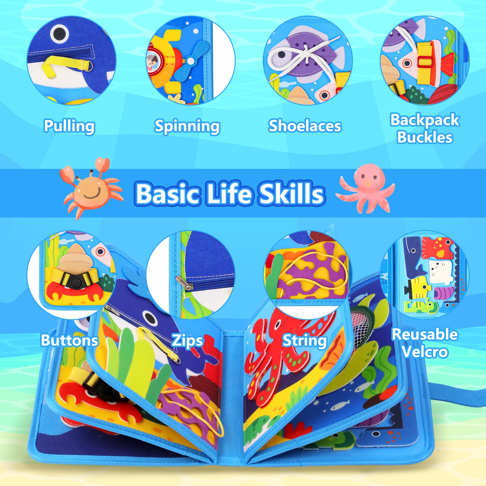 wokdsbl Felt Busy Book for Boys and Girls, 10 Pages Montessori Sensory Activity Book with Drawing, Matching - Image 4