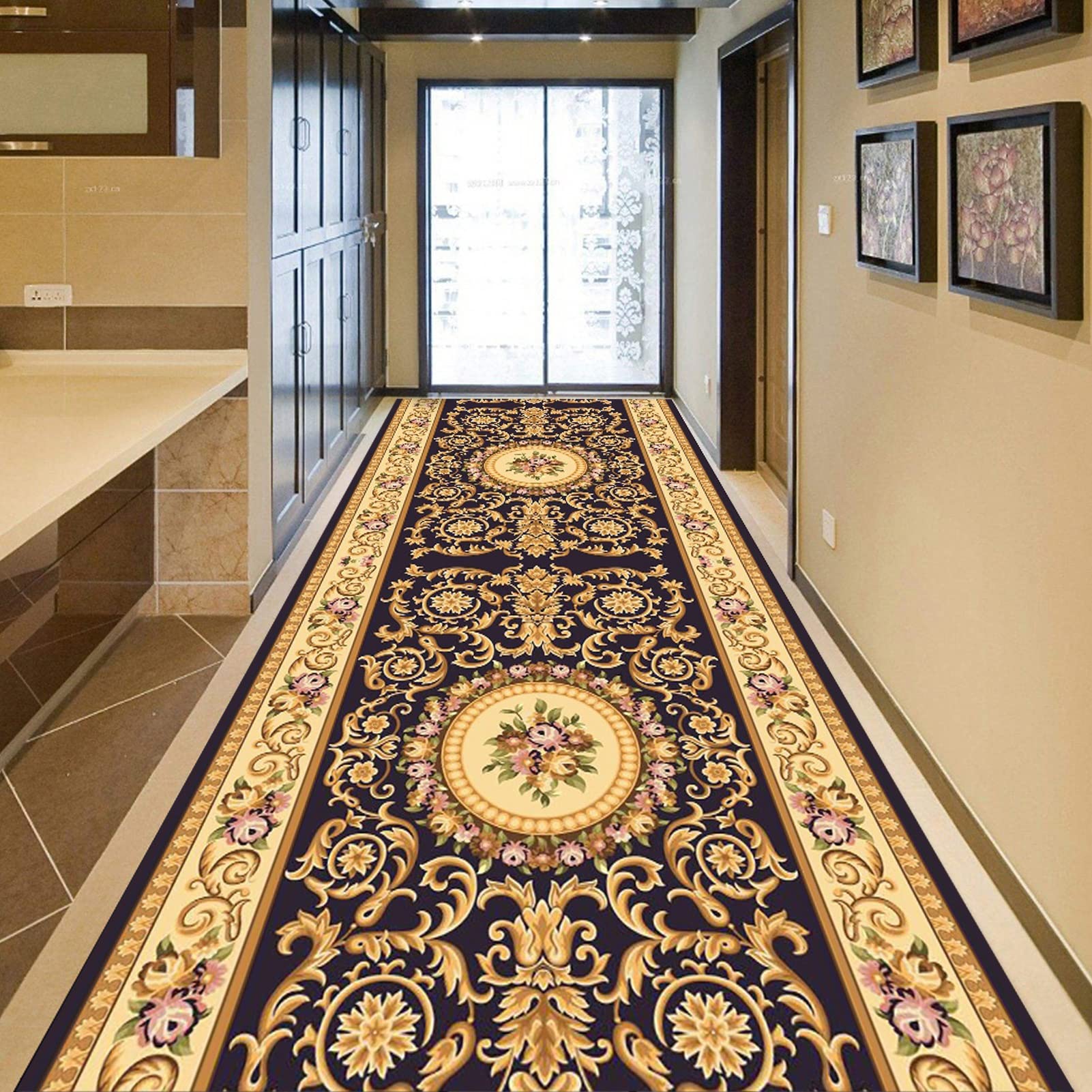 Tapis de corridor traditionnel pour entrée et cuisine moquette longue 80x400cm
