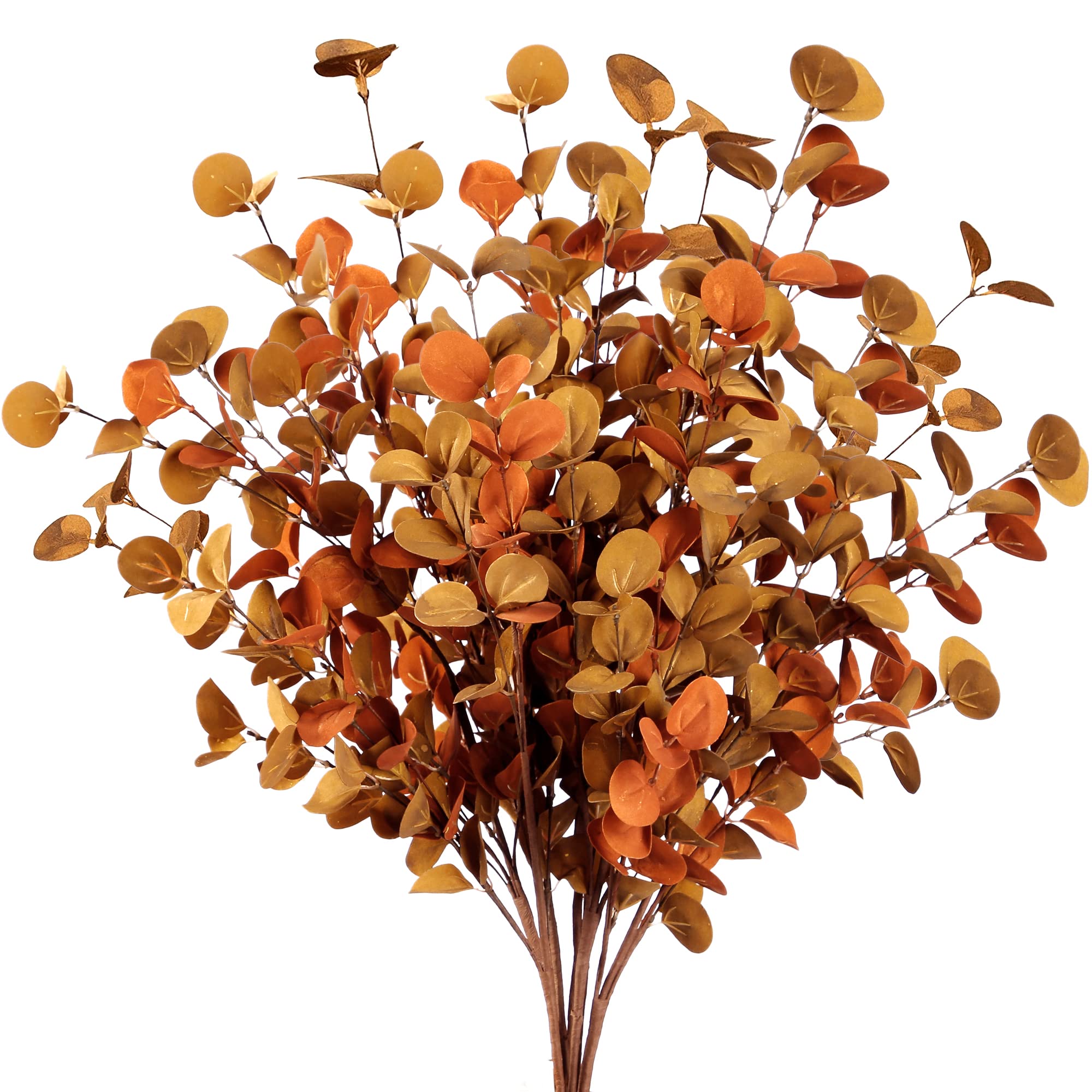 Sggvecsy 6 Pcs Artificial Eucalyptus Stems Fall Eucalyptus Leaves Autumn Leaf Branches Fall Decorations with Foam Fall Leaves for Home Floral Arrangement Autumn Festival Thanksgiving Decor