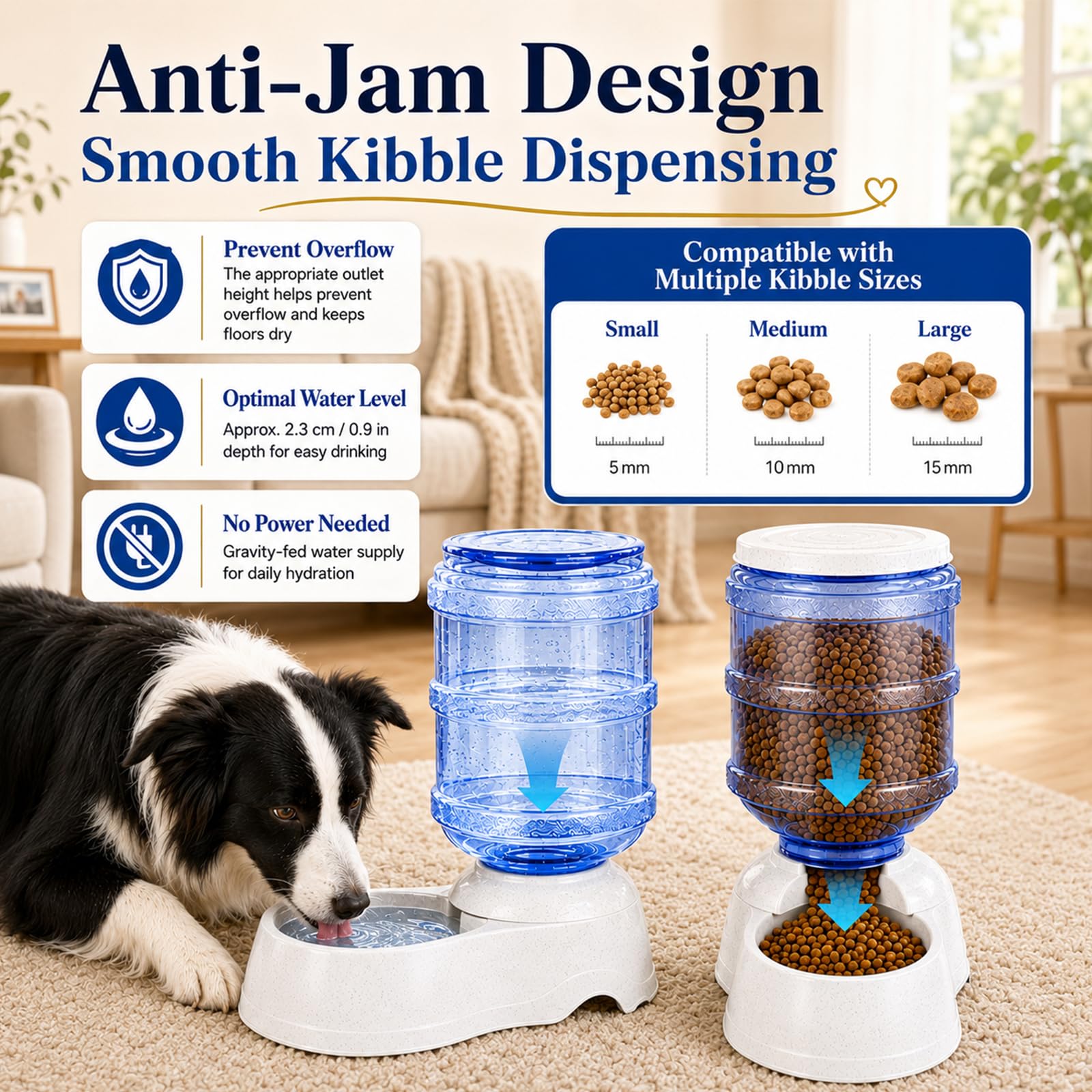 Juego de comedero automático para perros y dispensador de agua para perros grandes, juego de dispensador de comida y agua de 3 galones con cuenco de comida para mascotas, estación dispensadora de agua