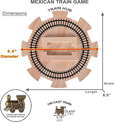 Miniatura 4 de Buje de tren mexicano de madera con 8 trenes de metal y almohadilla de puntuación