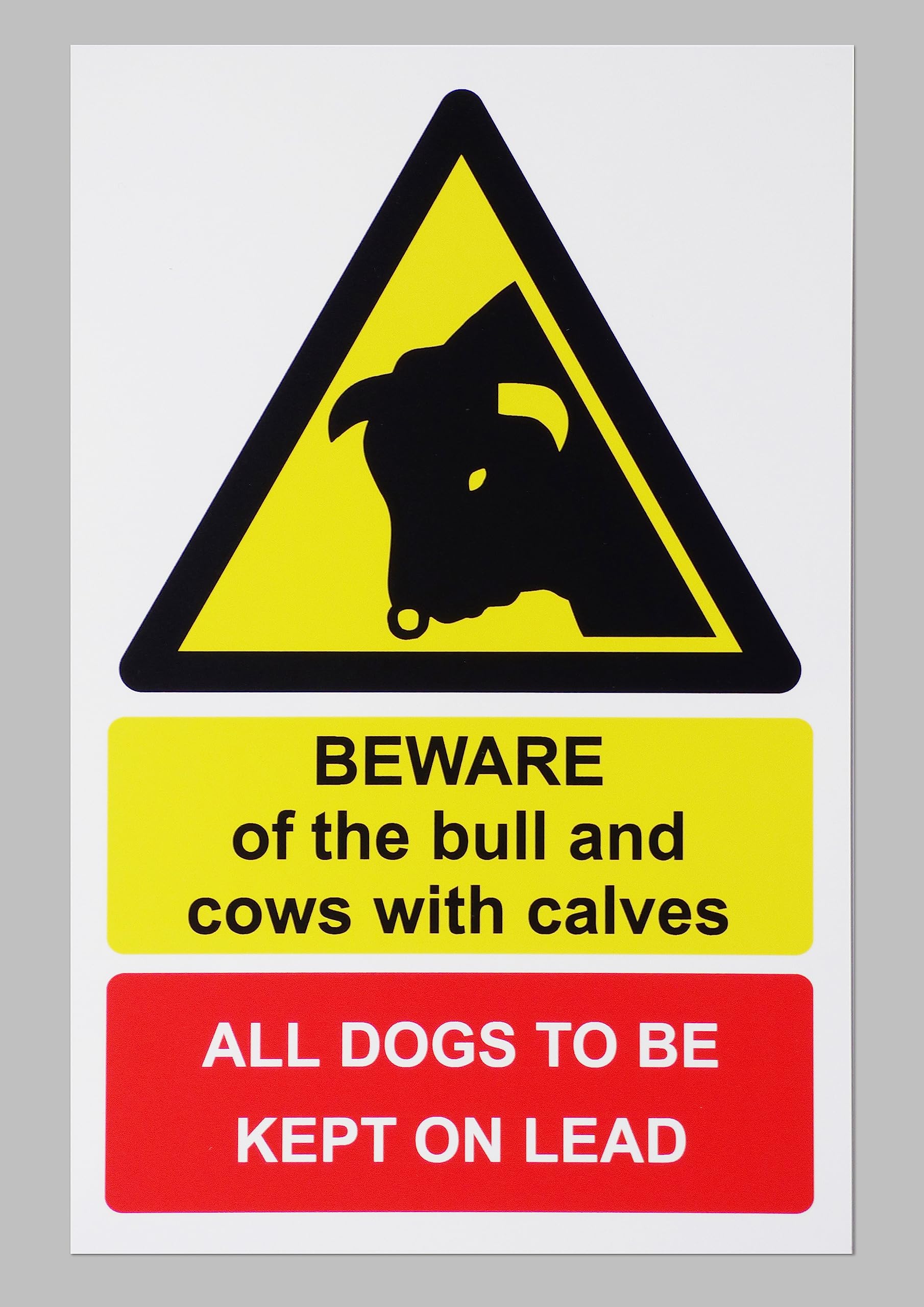 Beware of the bull keep dogs on leads safety sign - 3mm Aluminium sign (300mm x 200mm)