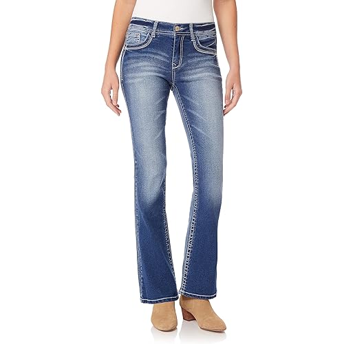 WallFlower Women's Legendary Bootcut Mid-Rise Insta Stretch Juniors Jeans (Standard and Plus), Size 0 to 24