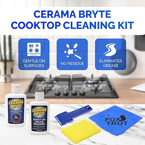 Miniatura 2 de Cerama Bryte - Kit completo de limpieza para estufas de cerámica, incluye limpiador de vidrio Cerama Bryte, removedor de grasa quemado para estufa