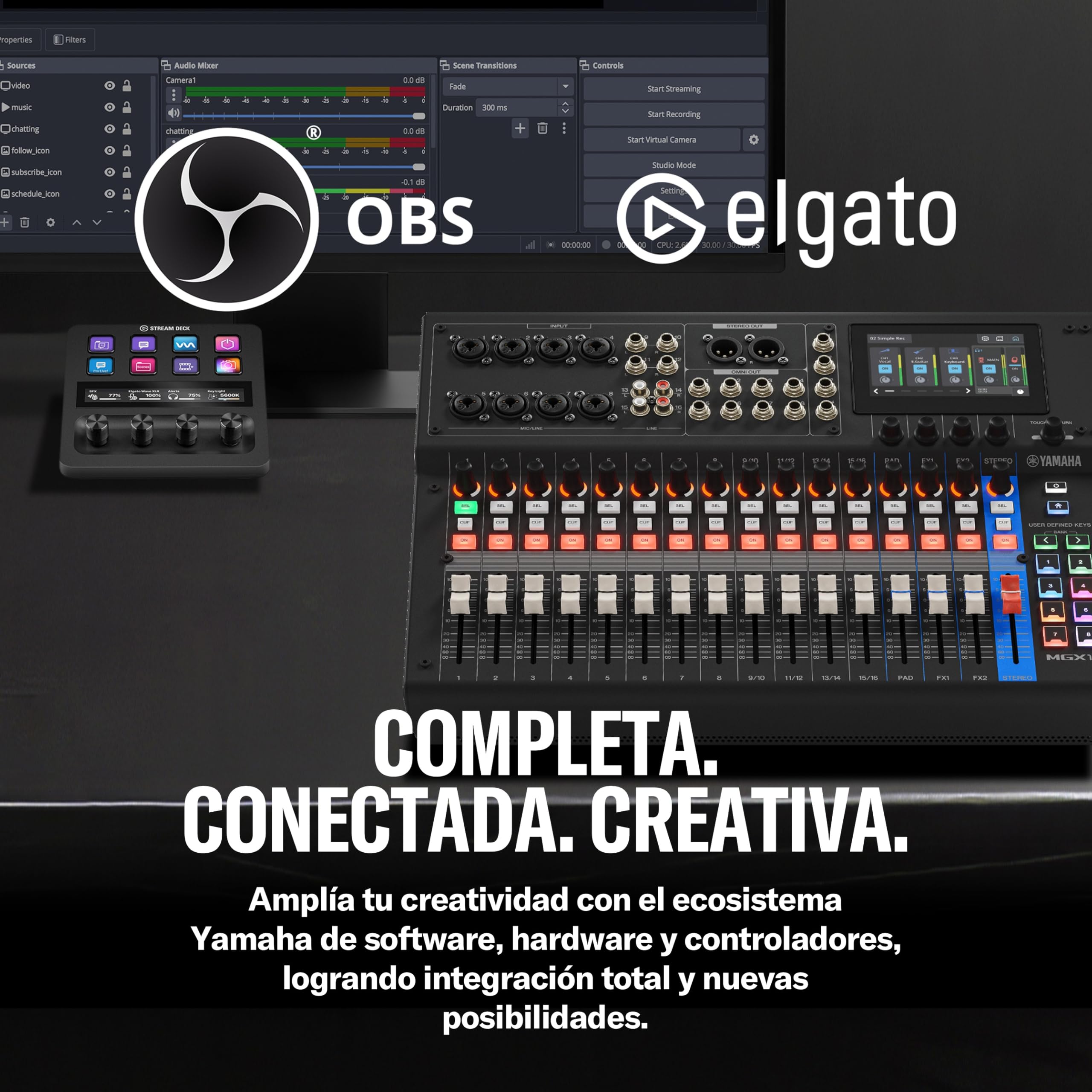 YAMAHA MGX16 Consola de Mezcla Digital con LCD Táctil, Bluetooth, Negro | Mezclador Versátil con Doble USB, microSD y Conectividad E/S Ampliada