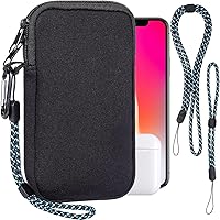 Vista 13 de Pwsap Calcetín para teléfono, bolsa de neopreno universal resistente a golpes e impactos con mosquetón y correa de cordón, funda para senderismo