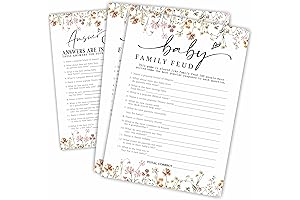 Floral Family Feud Baby Shower Game Cards
