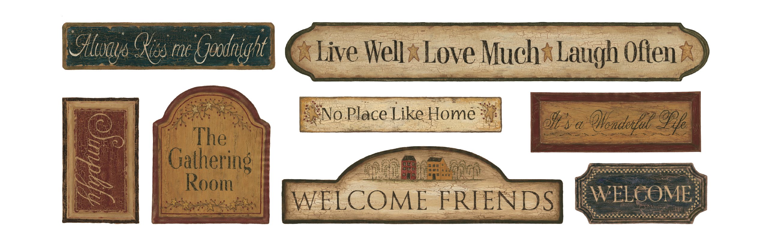 RoomMates York Wallcoverings CT1920M Country Signs On Weathered Wood, Mural