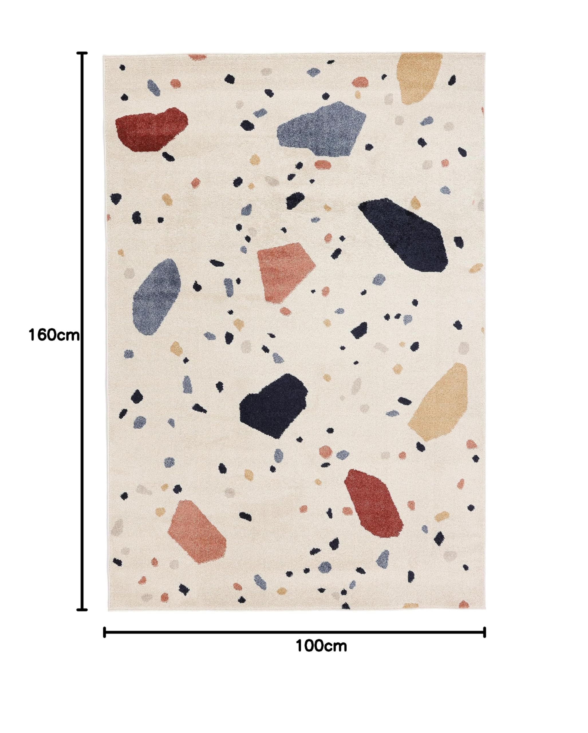 RugVista Beverly, Alfombra Infantil, Modernas, 100 x 160 cm, Rectangular, Pelo Medio, Cuarto del bebé, Limpieza en seco, Sin Productos químicos peligrosos, Blanco Crema Beige/Azul