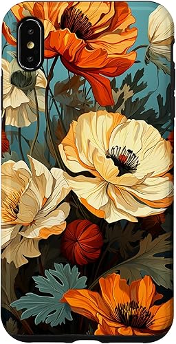 Funda de flores mexicanas para iPhone XS Max Marigold Flower and Teal Aqua Blue Cyan