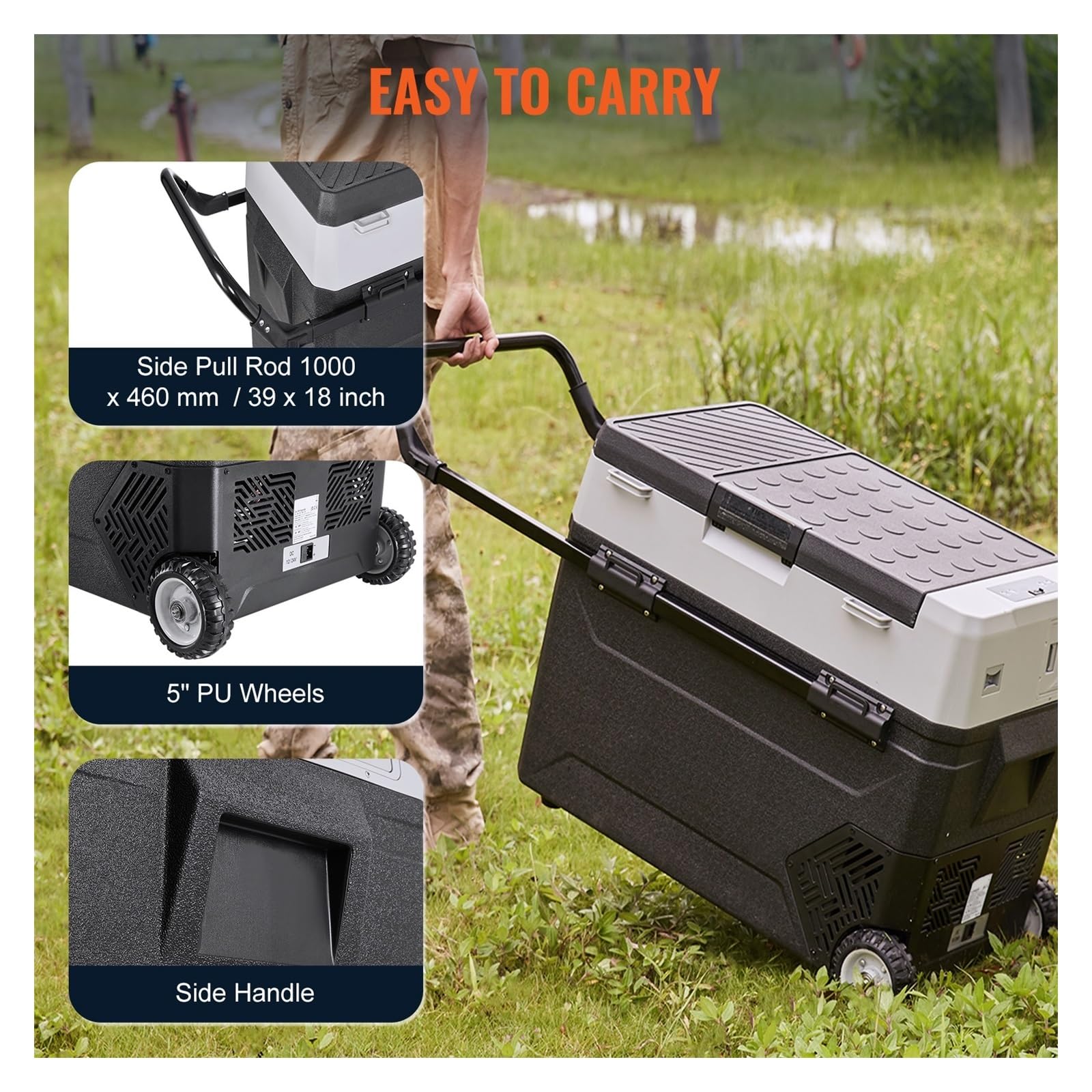 Refrigerador portátil for Coche de 38L/53L, mininevera eléctrica con Ruedas y compresor for Camping, Exteriores y Coche.(38L)