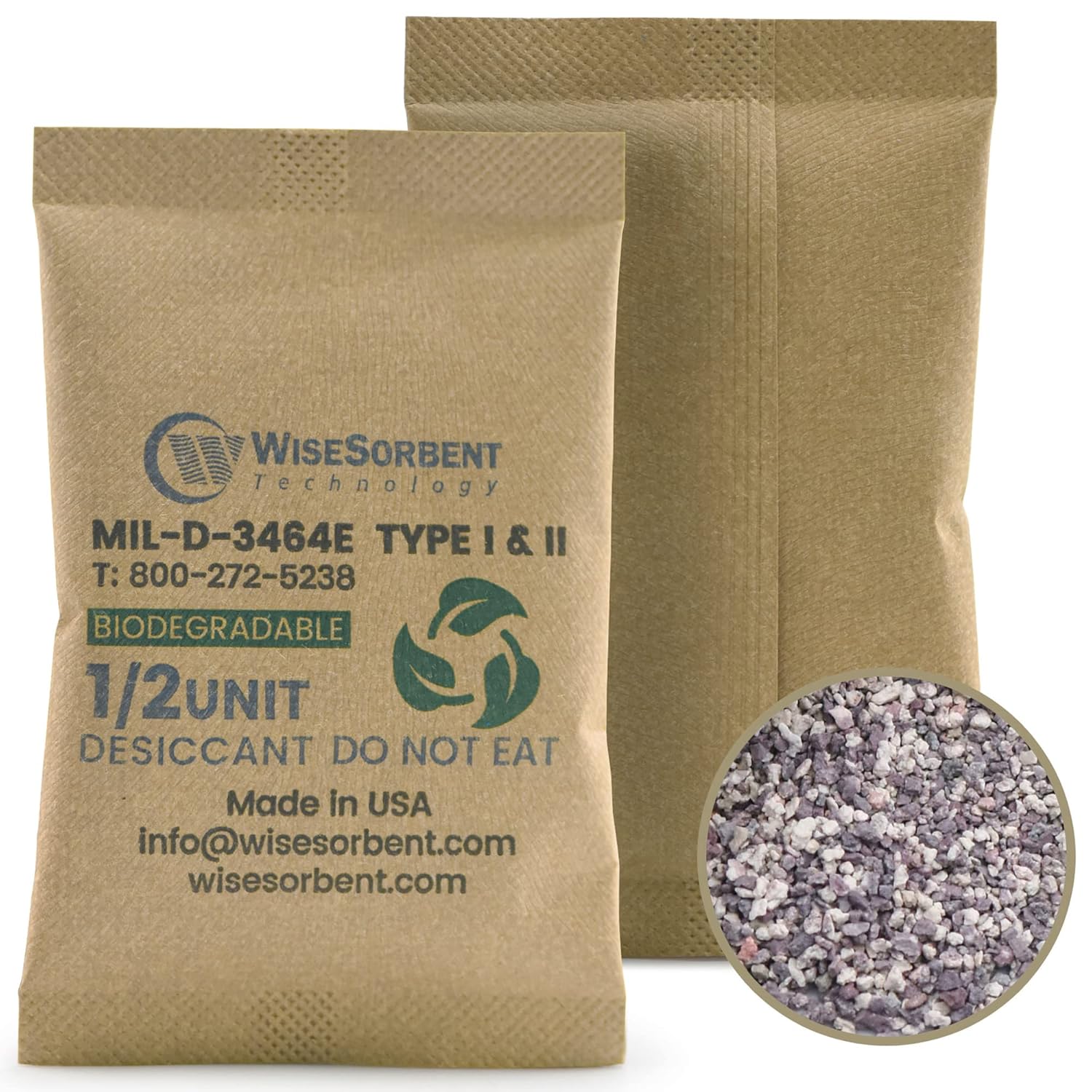 Wisesorb Kraft Clay Desiccants Packs for Safe, 17 Gram 200 Pack Dehumidifier for Gun Safe, Military Grade Moisture Absorbers, Conforms to MIL-D-3464E Type I & II Absorbents