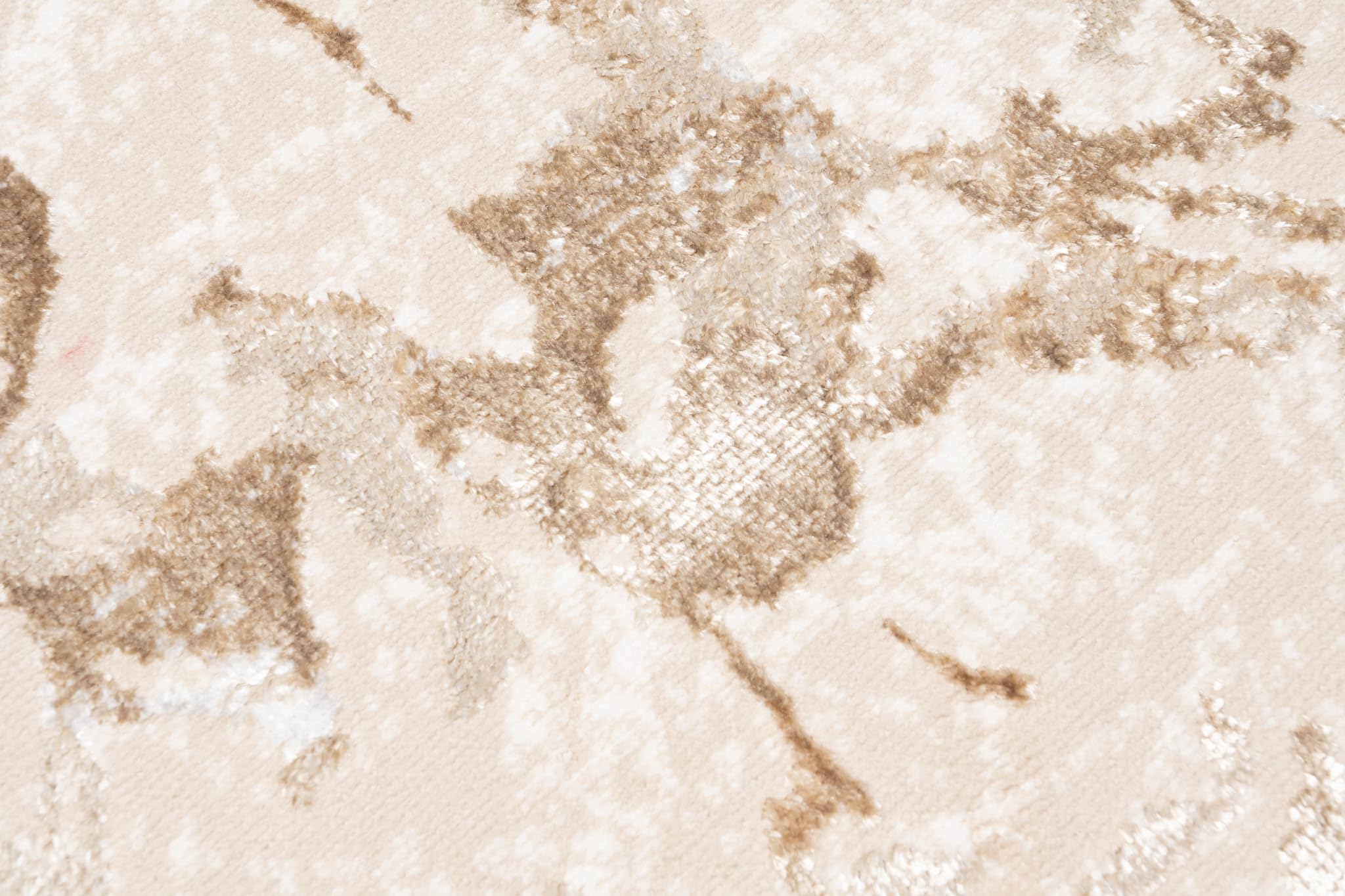TAPISO Crystal Läufer Teppich Glänzend Beige Gold Creme Marmoreffekt Abstrakt Wohnzimmer Schlafzimmer Flur Korridor Modern Design ÖKO-TEX 80 x 200 cm