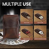 Vista 5 de Brown Leather Playing Card Case Protector Fits Poker & Bridge Size Cards - Handmade Full-Grain Leather Playing Cards Holder Storage Box - Playing