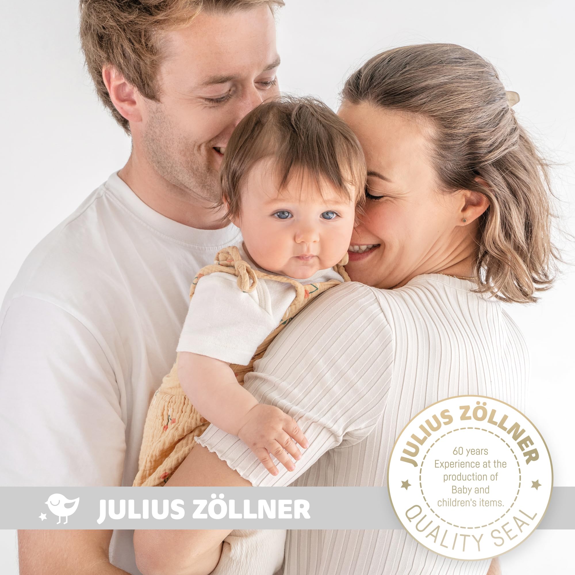 Julius Zöllner Muselina – Ropa de Cama Infantil 80 x 80 + 35 x 40 cm, Juego de 2 Piezas de Funda nórdica y Funda de Almohada, 100% Muselina de algodón, con Cremallera, estándar 100 by Oeko-Tex, Gris