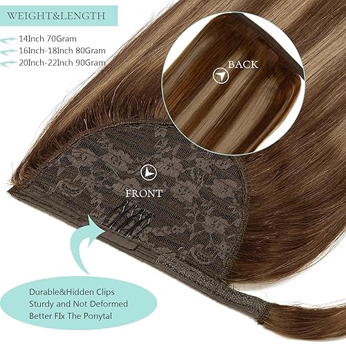 Miniatura 7 de Loxxy Extensiones de cola de caballo para mujer, extensiones de cabello humano con clip, color natural, 18 pulgadas de largo, sedoso y envolvente,
