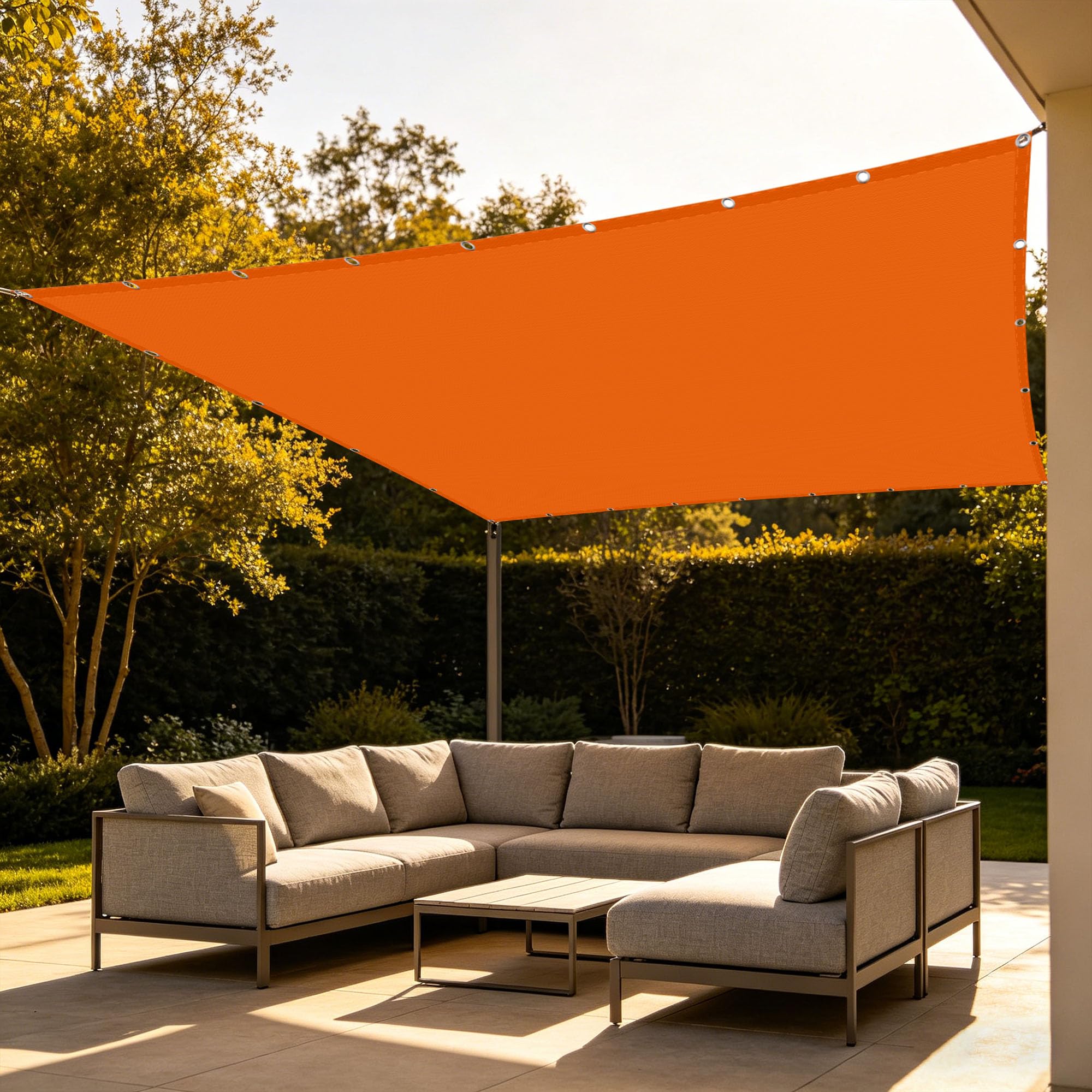 Voile d'ombrage 4.5 x 5 m orange résistant aux UV avec oeillets pour terrasse et jardin