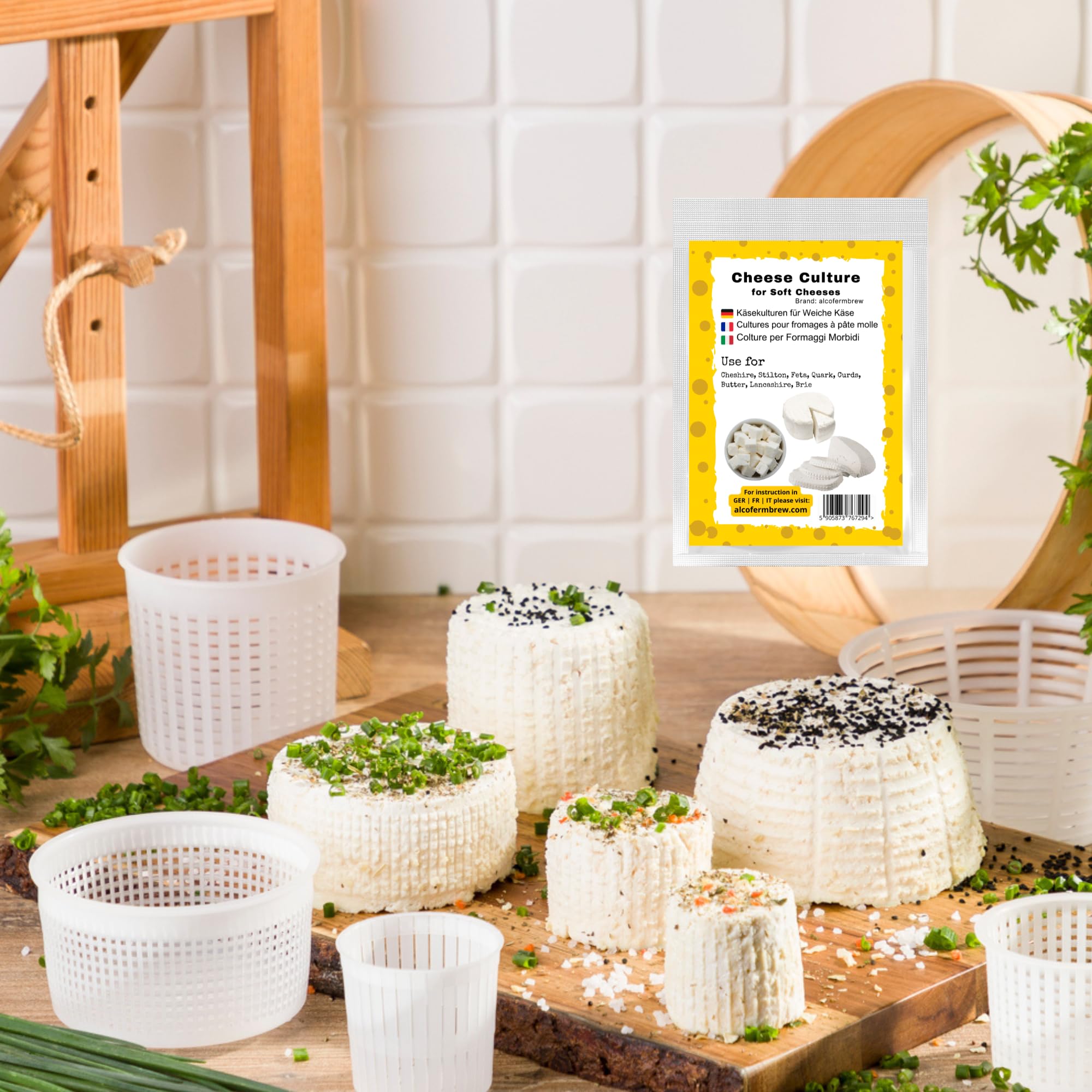 AlcoFermBrew Cultivo para Queso - Fermento Láctico, Bacterias de Queso (Cultivo de queso para Queso Molle)