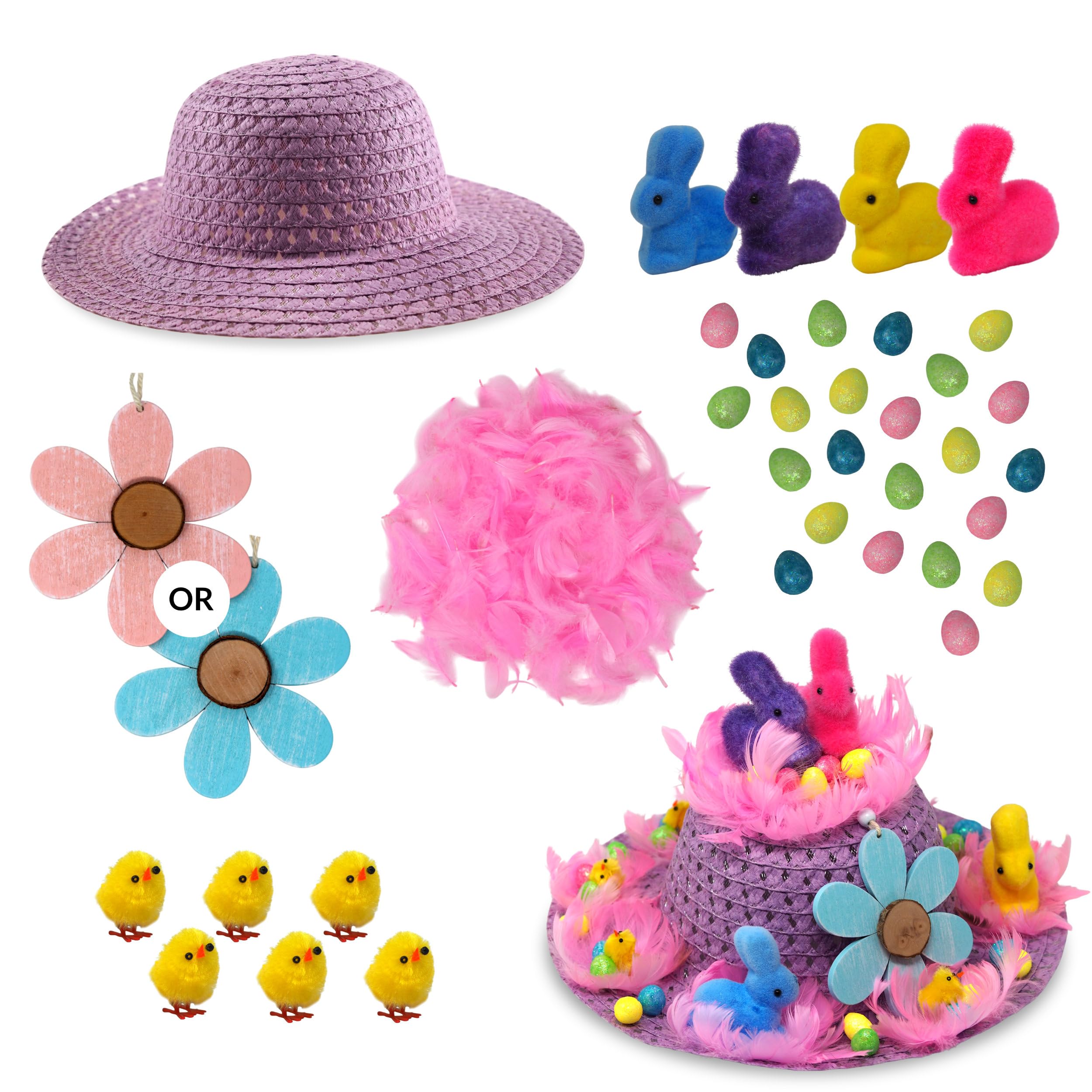 Blue Whale Gifts Girls Purple Make Your Own Cute Easter Bonnet Hat Complete Kit - Cute Bunnies