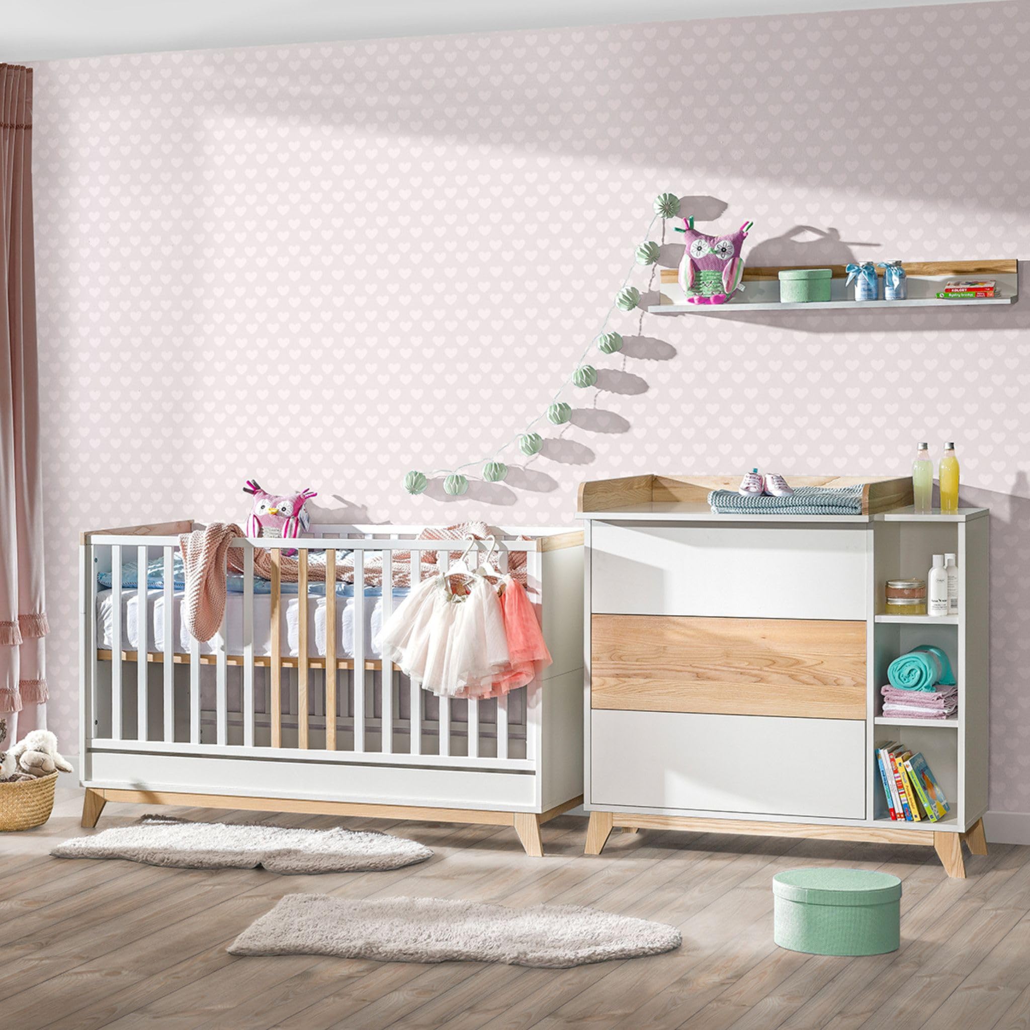 ATB Wickelkommode - Wickeltisch 102,5 x 102 x 76,5cm - Babyzimmer Komplettset - Funktional Möbel für Kinderzimmer - Bequemer Baby Wickeltisch mit Schubladen - Baby Changing Table - Weiße
