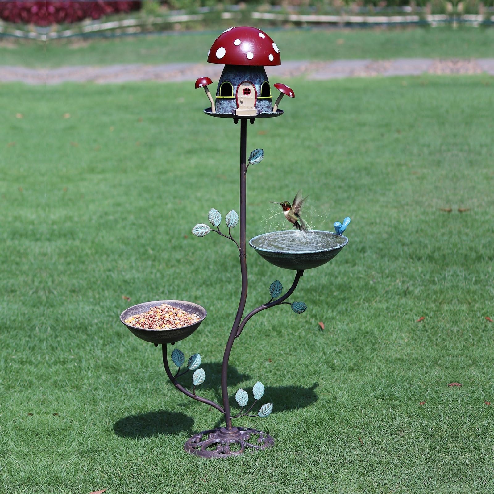 Vogeltränke aus Gusseisen, einzigartige Vogeltränke, Vogelhaus und Vogelfutterstation, Samenschale für den Außenbereich, Garten, Hof, Dekoration