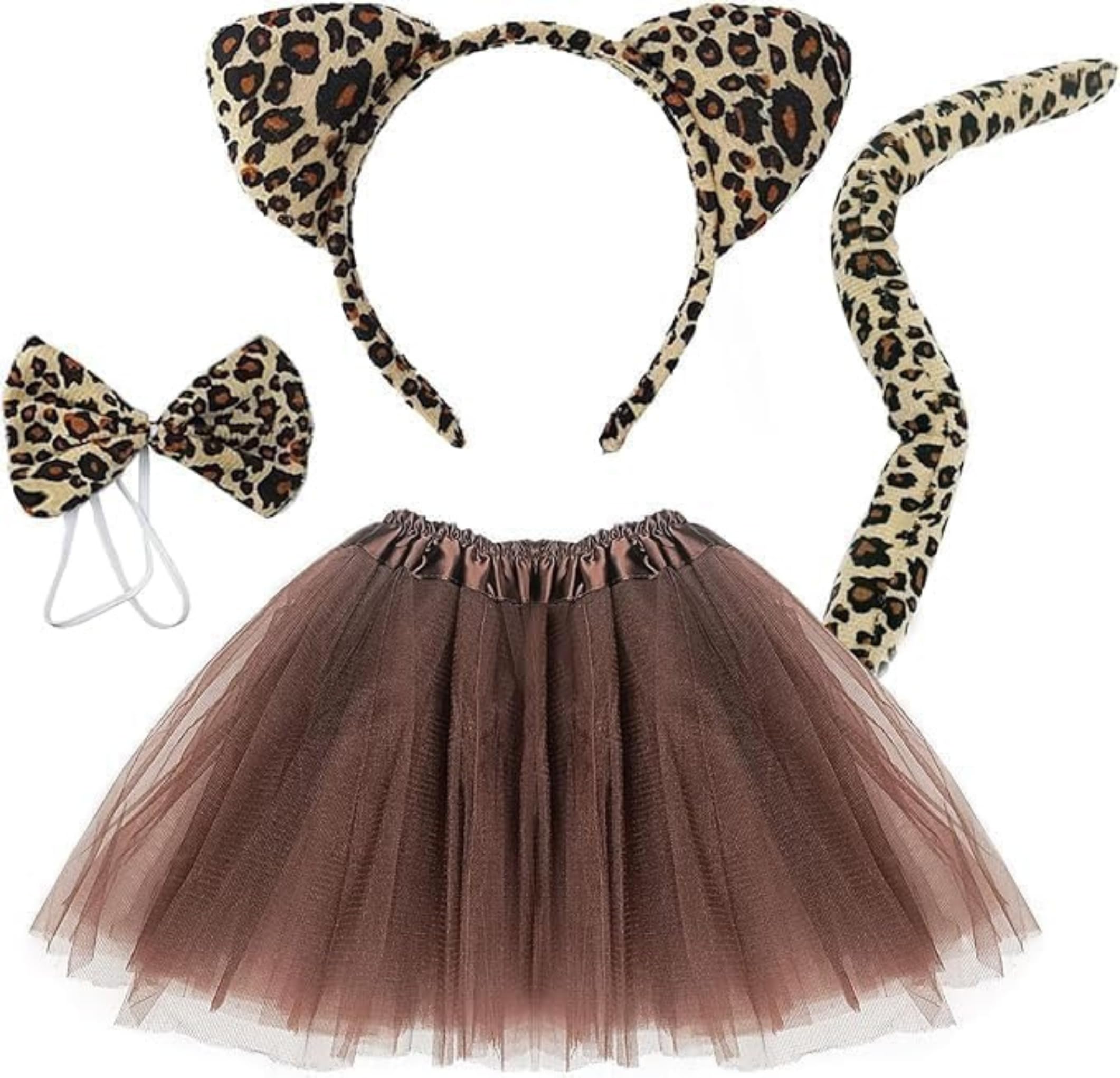 Disfraz Tigresa Leoparda Gata Niña o Mujer. Disfraces Leopardas Con Diadema, Pajarita, Falda y Cola. Disfraces De Gata o Animales Con Accesorios.