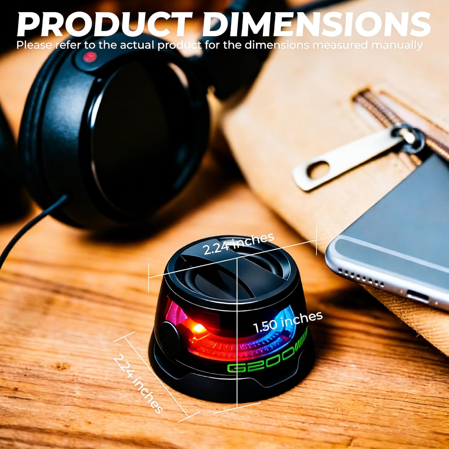 Magnetic Portable Bluetooth Speaker - Small Mini Wireless Stereo Speaker with RGB Lights, Multiple Connectivity, Travel & Outdoor Gift for Boyfriend, Black
