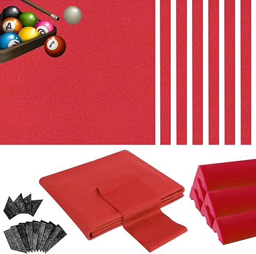 Miniatura 8 de Podoy Kit de repuesto de mesa de billar de 8 pies, parachoques de mesa de billar (juego de 6) con tela de fieltrorevestimientos de cojín (juego de