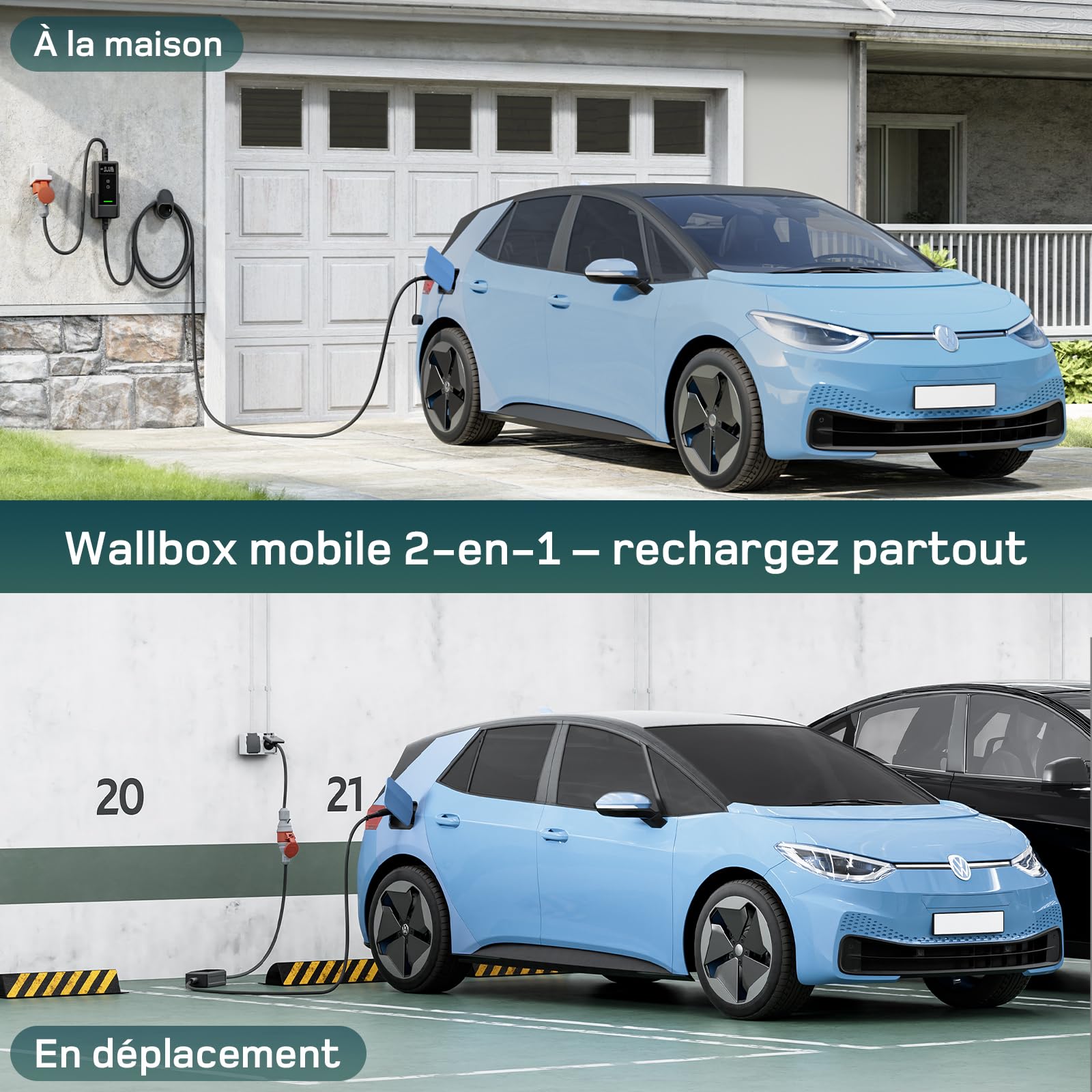 Dé EV Charger CEE Charging Cable Type 2 11kW [7M, 3-Phase, 6-16A] Electric Car Charger & Mobile Charging Station / Wallbox For Model Y/3, ID.3/4/5, MG4, EX30, E-up, E-tron, Zoe And Other