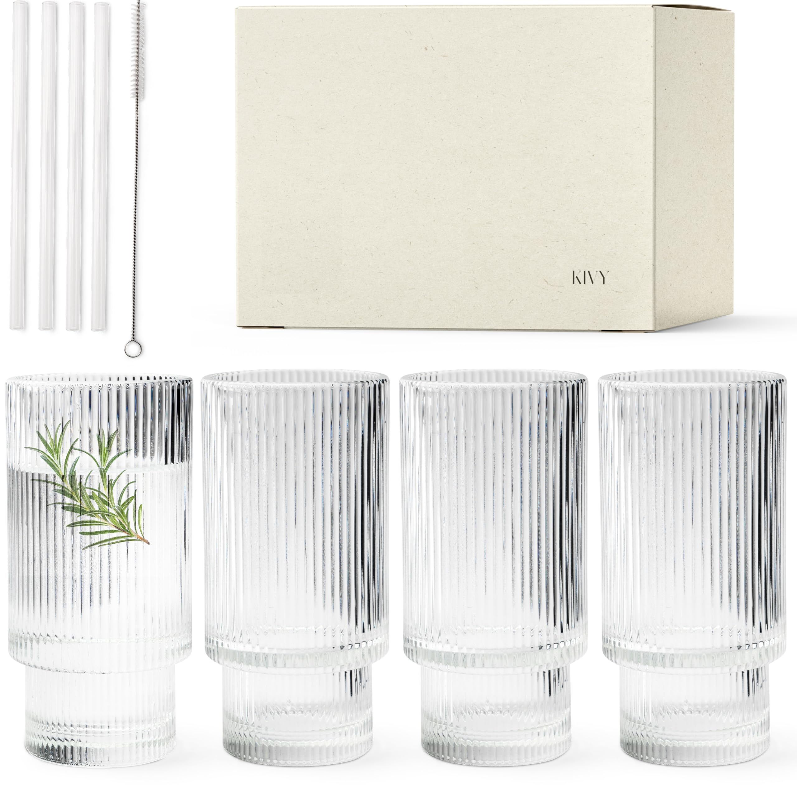 KIVYRipple drinking glasses (4x 12oz)