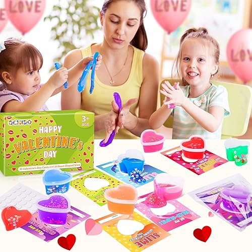 Miniatura 3 de OCHIDO Tarjetas de San Valentín para niños juego de 30 limos en forma de corazón con tarjetas de felicitación de San Valentín para niños regalos de