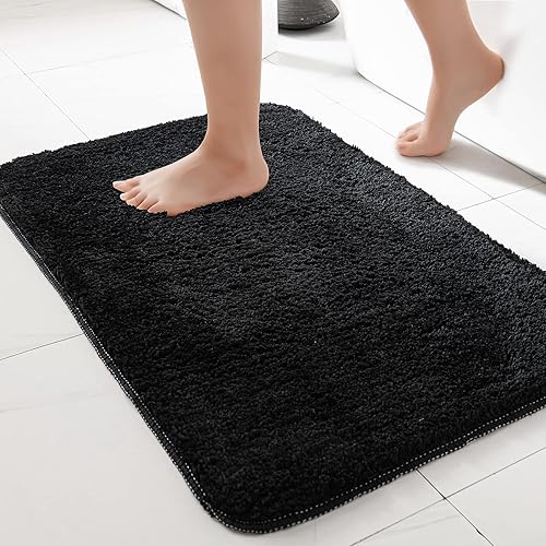 EMEMA Alfombra de baño antideslizante, alfombra de baño absorbente de microfibra peluda, 20 x 32 pulgadas, color rojo