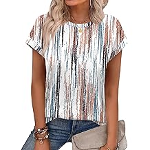 Womens Summer Tops Short Sleeve Shirts Crew Neck Cute Trendy Tunic Blouses (S-3XL)