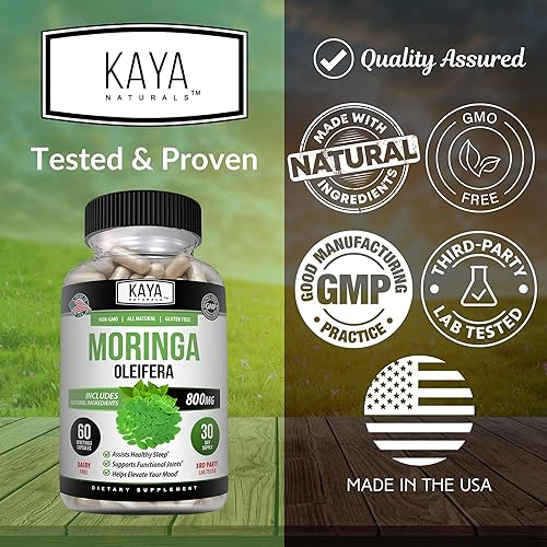 Miniatura 4 de Kaya Naturals Extracto de hoja de moringa  Suplemento completo de superalimento de verduras  Moringa de árbol milagroso puro  Aumenta la energía