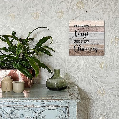 Miniatura 6 de Placa de madera para colgar en la pared 365 días nuevos 365 nuevas oportunidades motivacionales de madera para colgar en la pared incluye placa de
