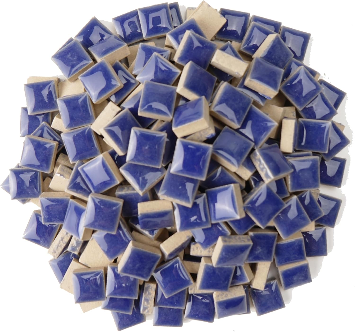 Samjobroad Blue Glazed Porcelain Mosaic Tiles for Crafts: 200pcs 12mm Durable Squares for DIY Home and Garden Projects