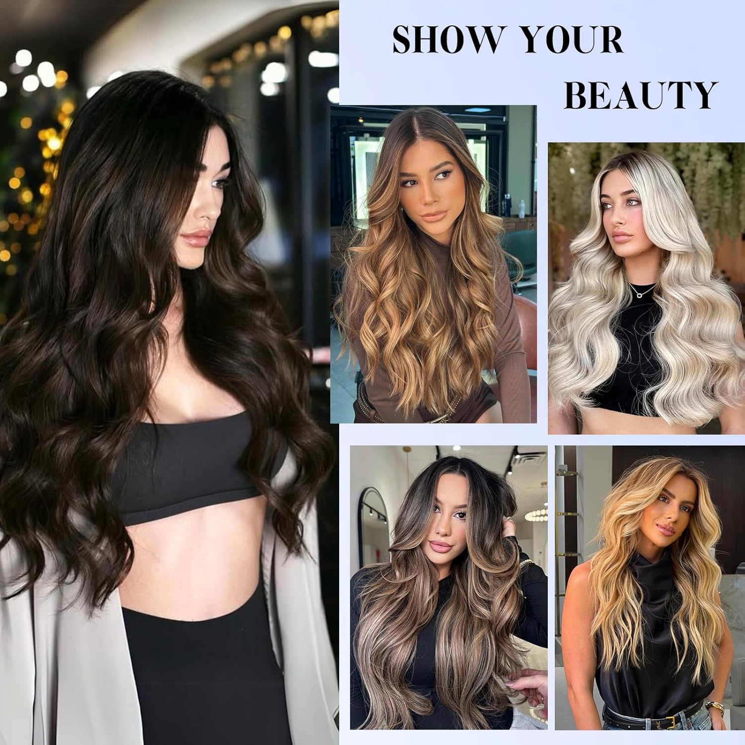 Clip in Hair Extensions Real Human Hair, 24 Inch 100% Remy Seamless Straight Clip ins for Women, 1B Natural Black 7pcs 120g, Thick & Soft, Long-lasting & Natural Look