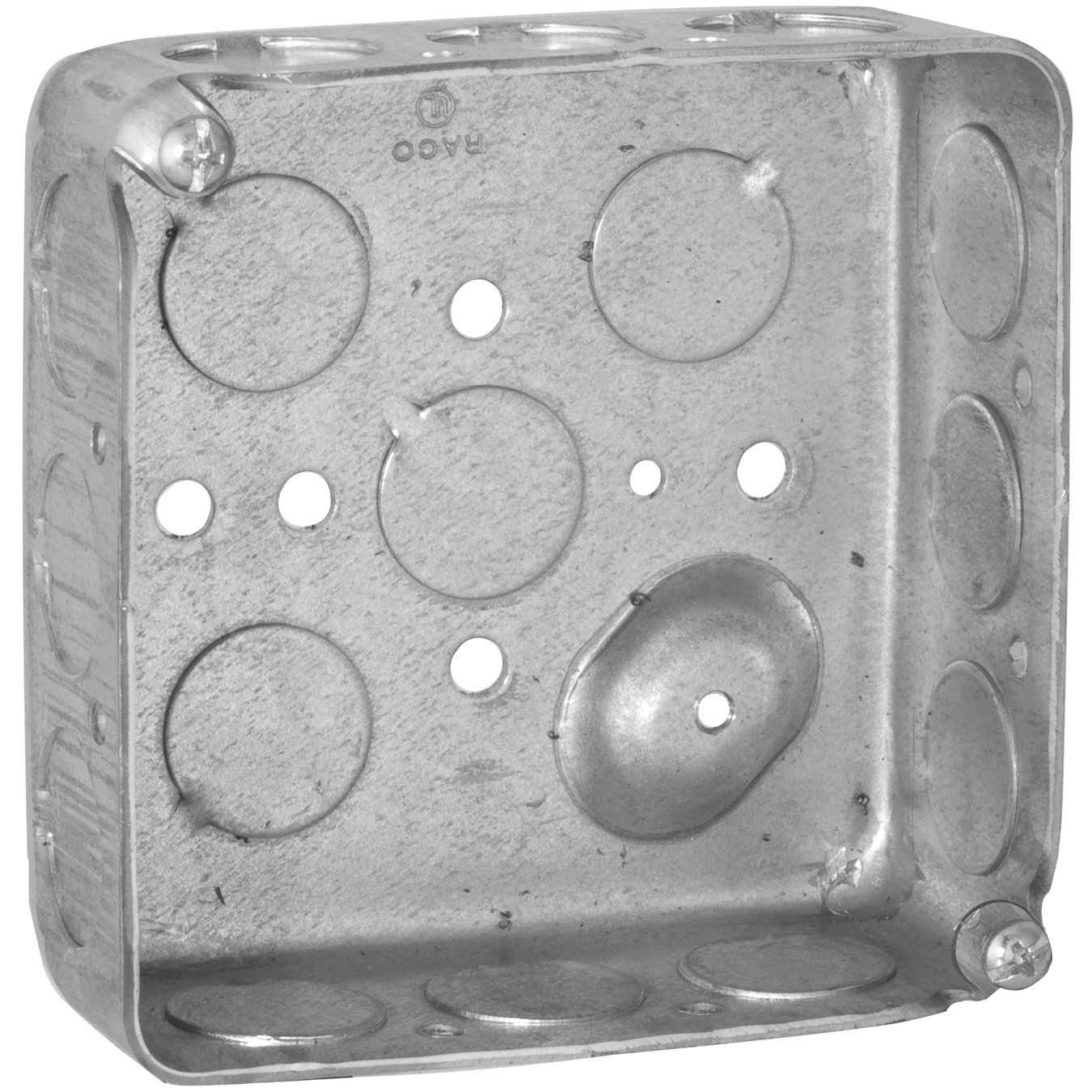 Hubbell-Raco 8190 1-1/2-Inch Deep, 1/2-Inch Side Knockouts, Drawn 4-Inch Square Box