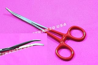 Premium Grade 6 1/2 inches Hemostat locking forceps clamp with Vinyl Grip Curved Jaw serrated Surgical Instrument-German Grade Cynmaed Brand