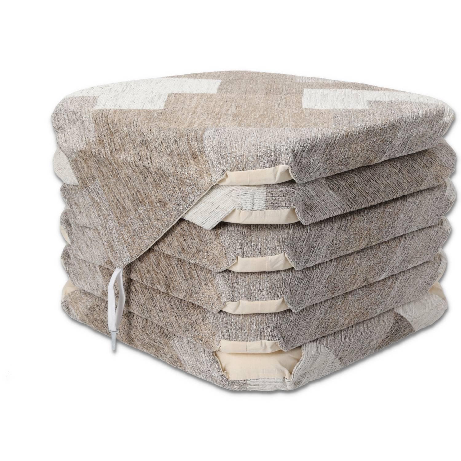 Casatessile Cuscino coprisedia Imbottito con Alette STYLO Cuscino Sedia Cucina Sfoderabile - Tortora, Set 6 PCS