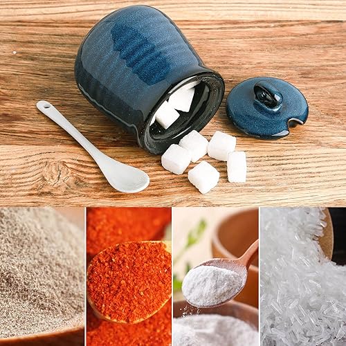 Miniatura 6 de Hasense Juego de azúcar y crema de porcelana, azucarero de 11 onzas con tapa y cuchara, jarra de crema de 10 onzas, juegos de café de granja para