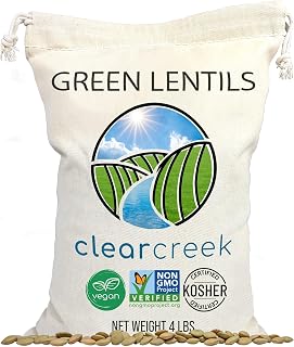 Clear Creek Green Lentils 4 lb | Non-GMO Verified, Kosher Parve, Vegan, Non-Irradiated & Sproutable | Pacific NW Grown