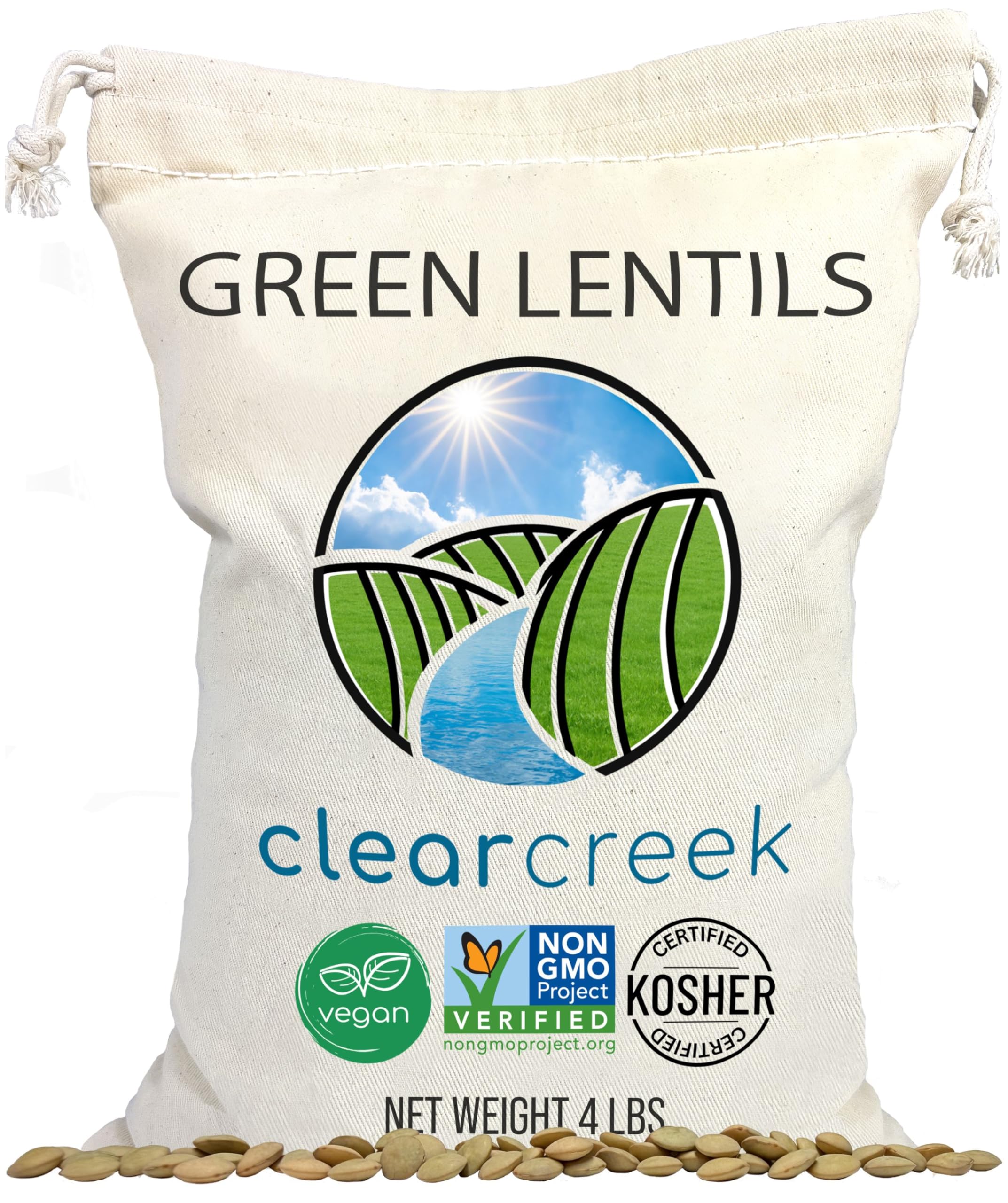 Green Lentils | Project Non-GMO Verified | 4 lb | Vegan | Non-Irradiated (Will Sprout) | Kosher | Vegan