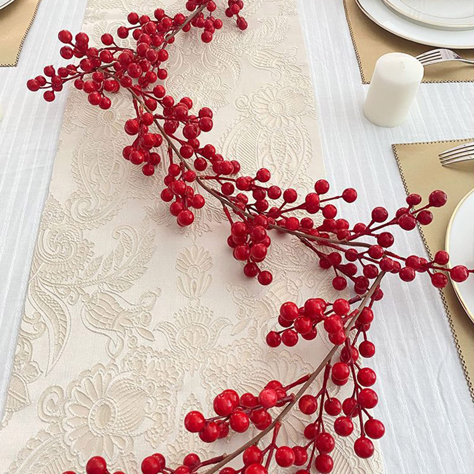 RECUTMS Guirlande De Baies Rouges De 1,8 M, Guirlande De Baies Rouges Et Bordeaux Artificielles Flexibles Pour Intérieur Ou Extérieur, Décoration De Cheminée Pour Décoration De Noël D'hiver