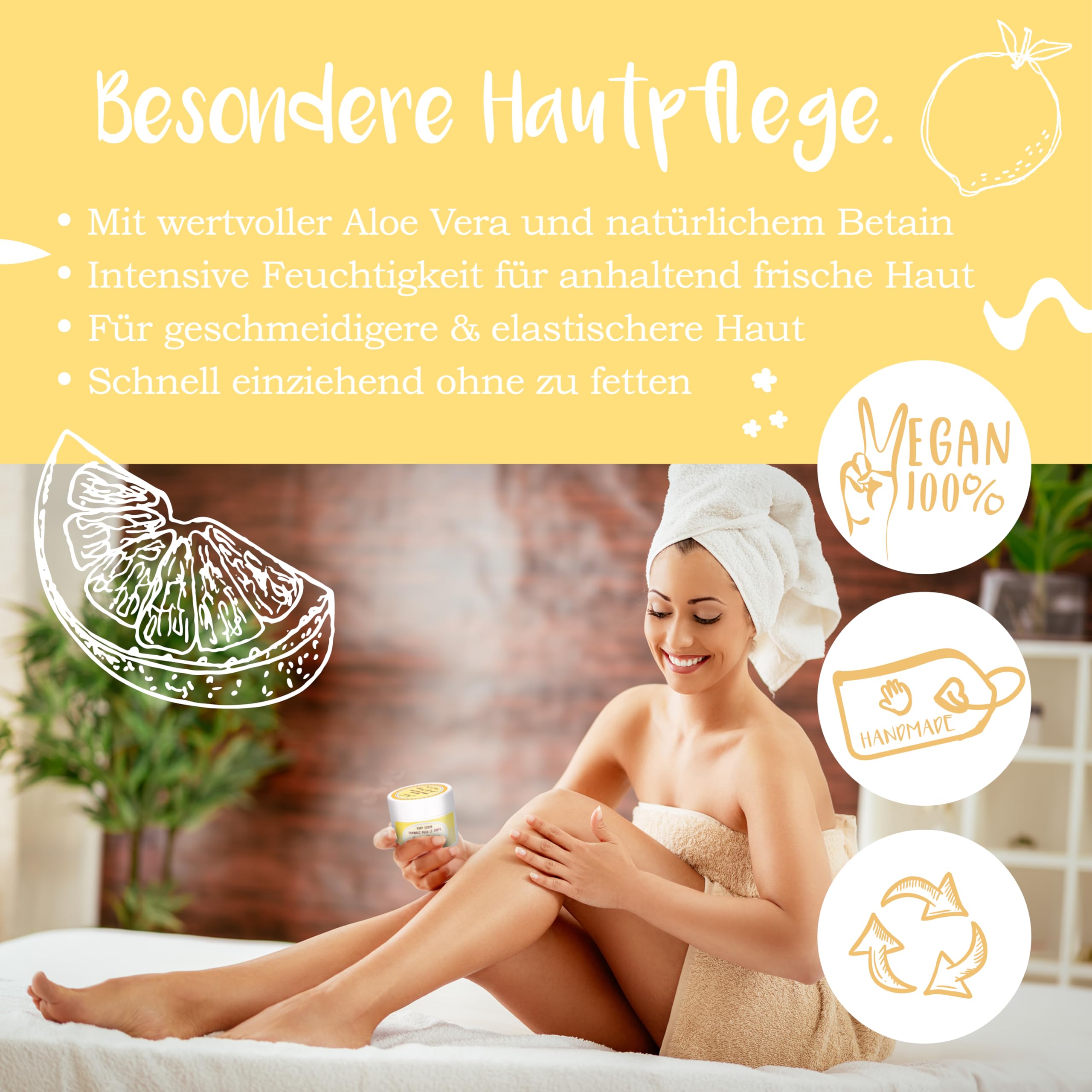 BadeFee, Fruity Orange Body Scrub 350 g, Body Scrub with Sea Salt, Almond Oil & Shea Butter - Image 4