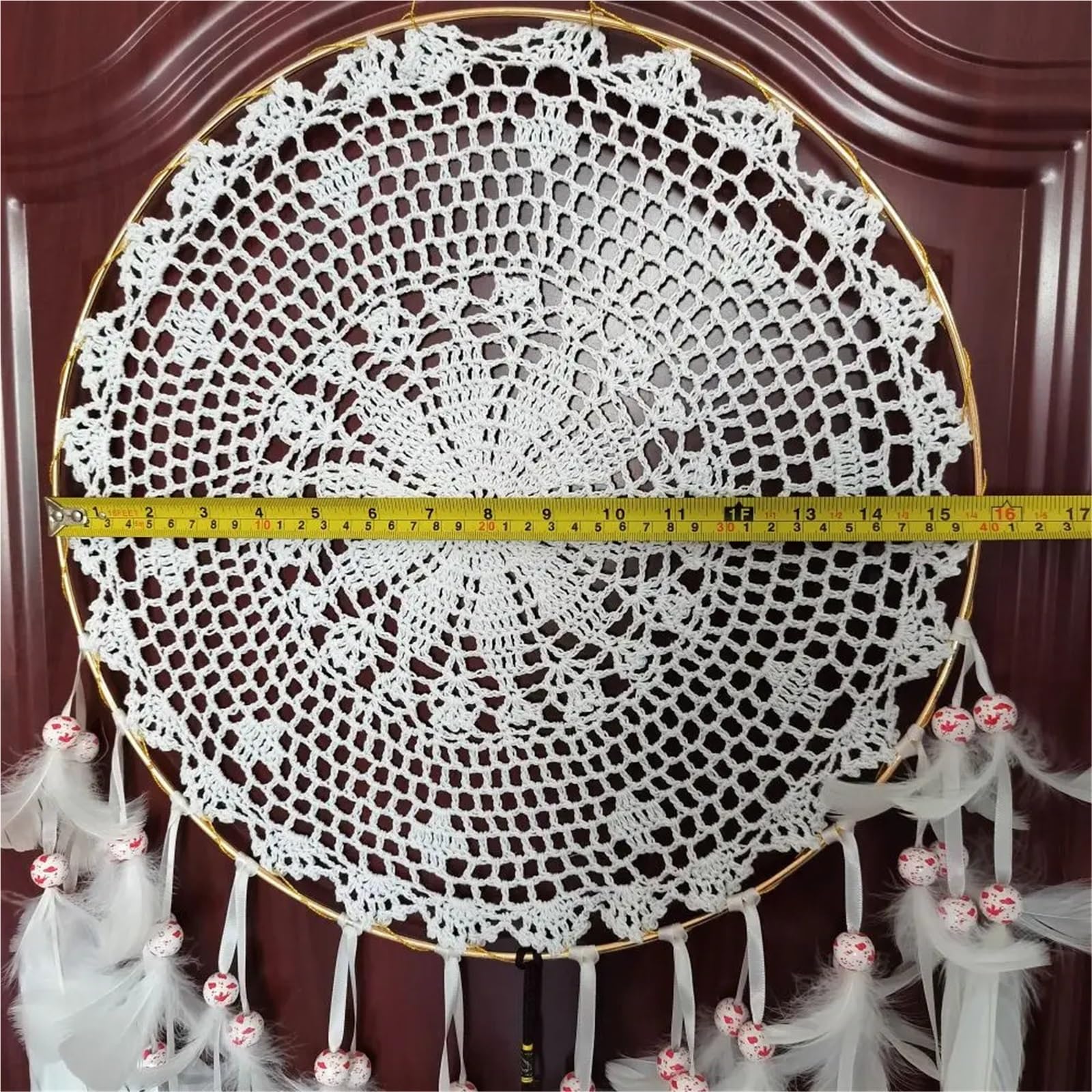 Atrapasueños de Plumas Colgantes Bronce, Campanas Viento Grandes Hechas a Mano, atrapasueños con Cuentas Madera, decoración for Las Paredes del salón Dormitorio para El Dormitorio