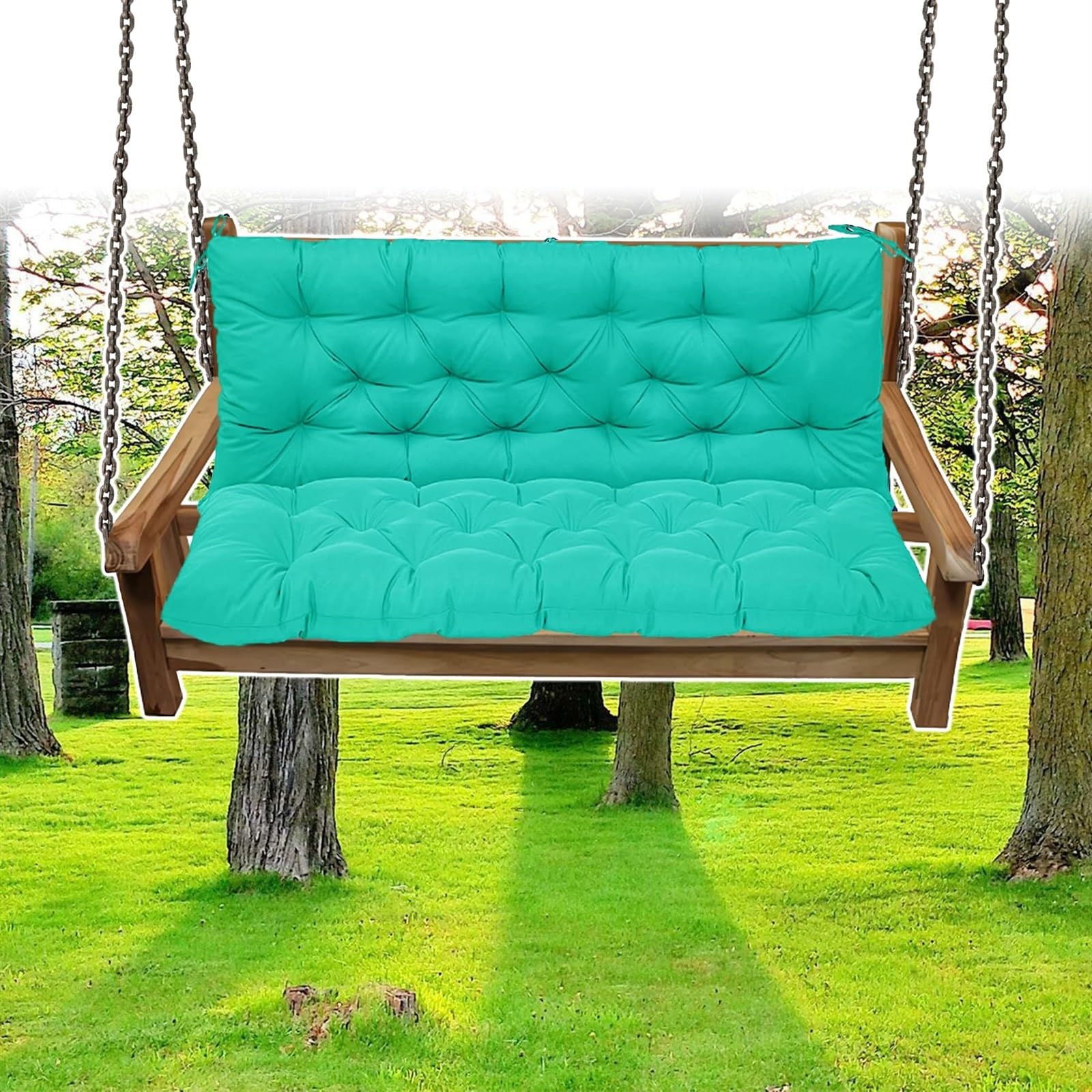 DLLDLGG Swing Replacement Seat Cushions, 2-3 Seater for 4'' Thick Garden Patio Furniture Porch Swing Cushion, with Ties for Outdoor Furnitur with Backrest