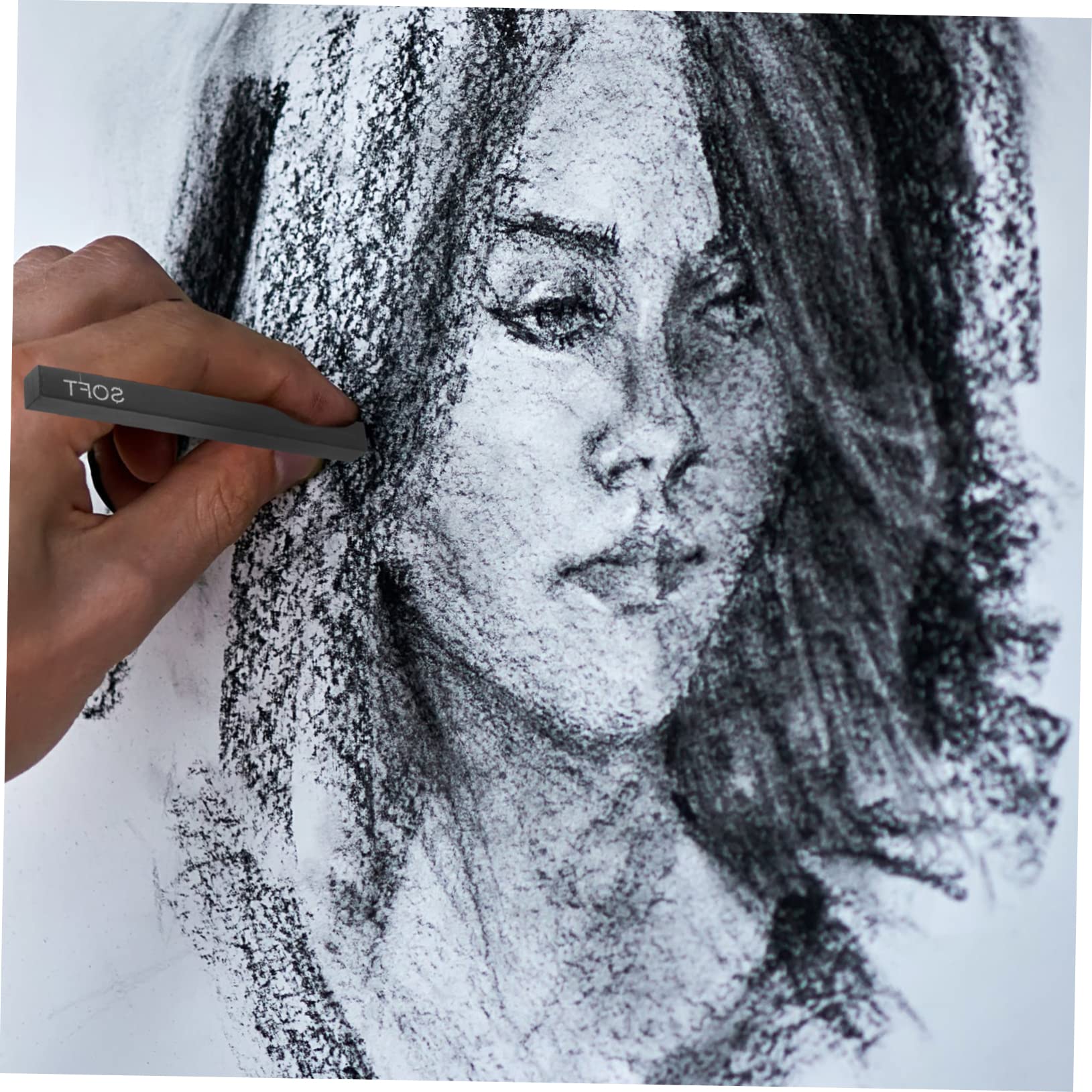 Operitacx Medium Vine Charcoal Sticks Set 2 Soft 2 Hard Sketching Rods Drawing Pencils for Artists Students